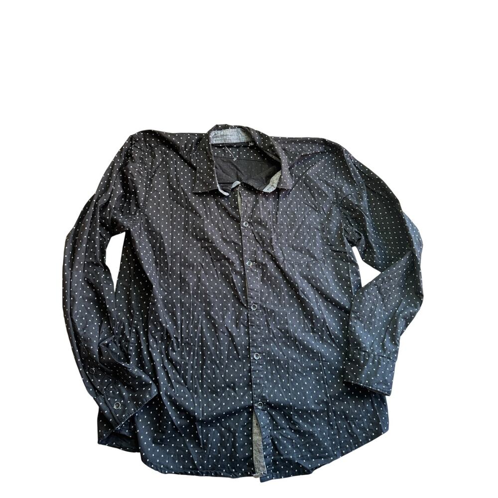 Kenneth Cole black button down long sleeve cotton shirt, size L